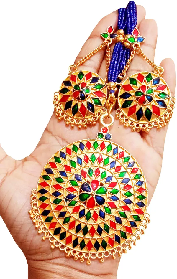 Assamese_Traditional_Gold_Plated_Multicolor_Japi_Tassel_Jewellery_Set_For_Women